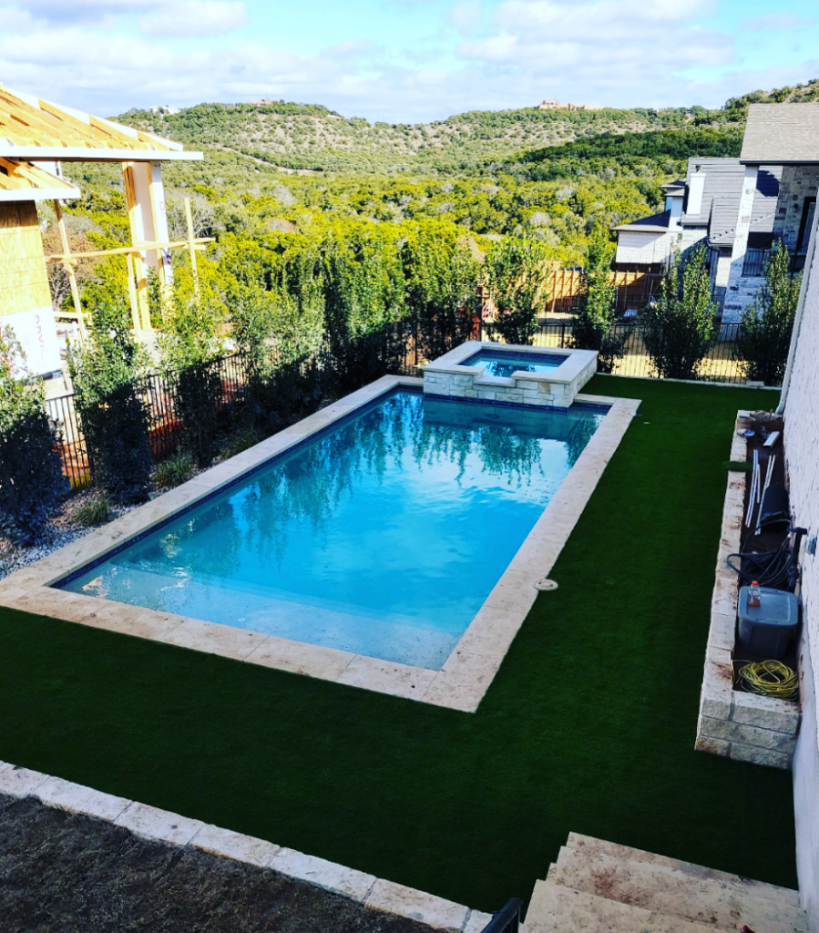 pool turf around a luxury pool