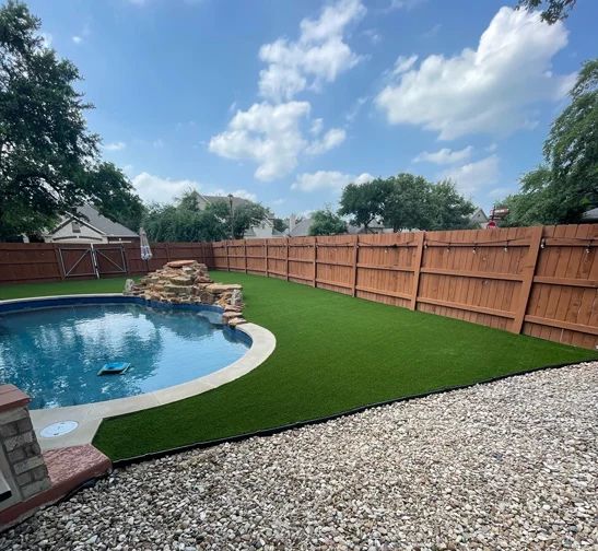 poolside turf installation