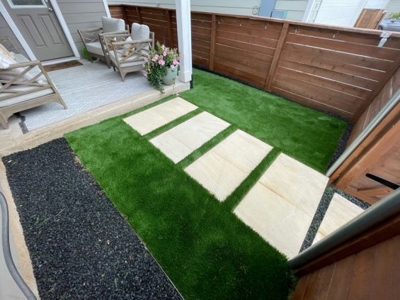 turf install around walkway