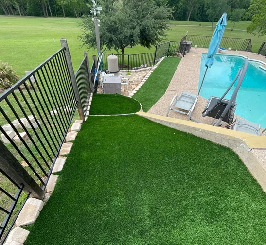 turf installation pool decks